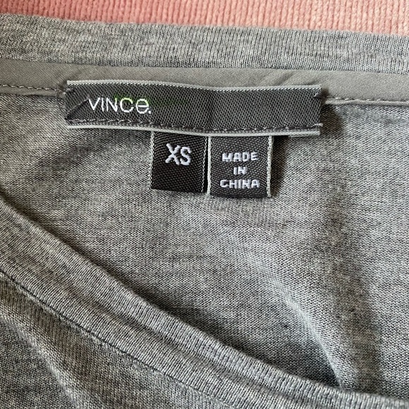 Vince Gray Long Sleeve Top with Mesh Strips on Sleeves - Picture 3 of 5